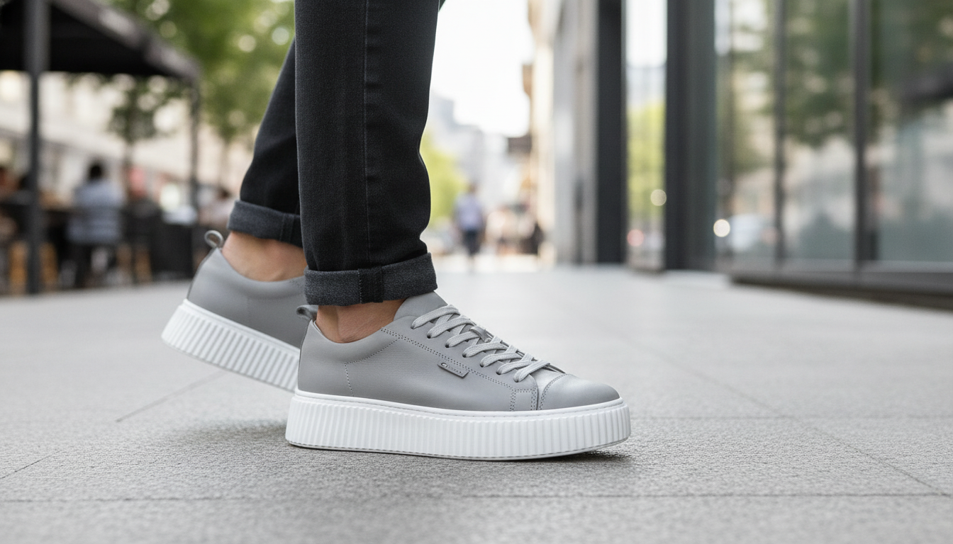 Antony Morato Grey Leather Sneakers for City Style