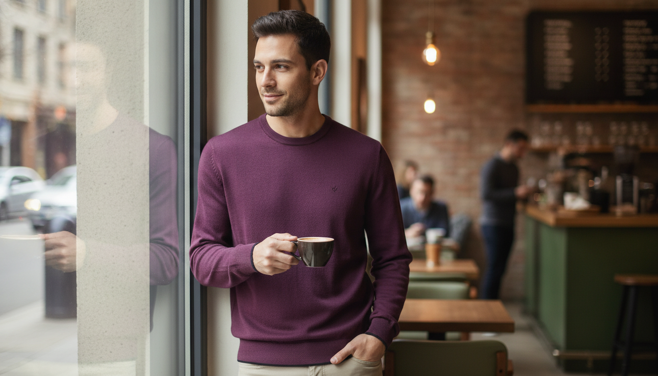 Armani Exchange Men’s Purple Knitwear: Smart-Casual Layer