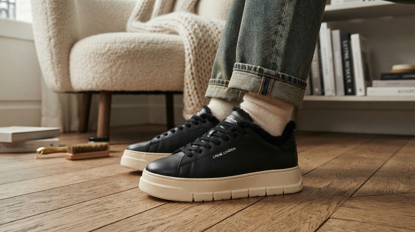 Crime London Women’s Black Leather Sneakers: Fit & Care