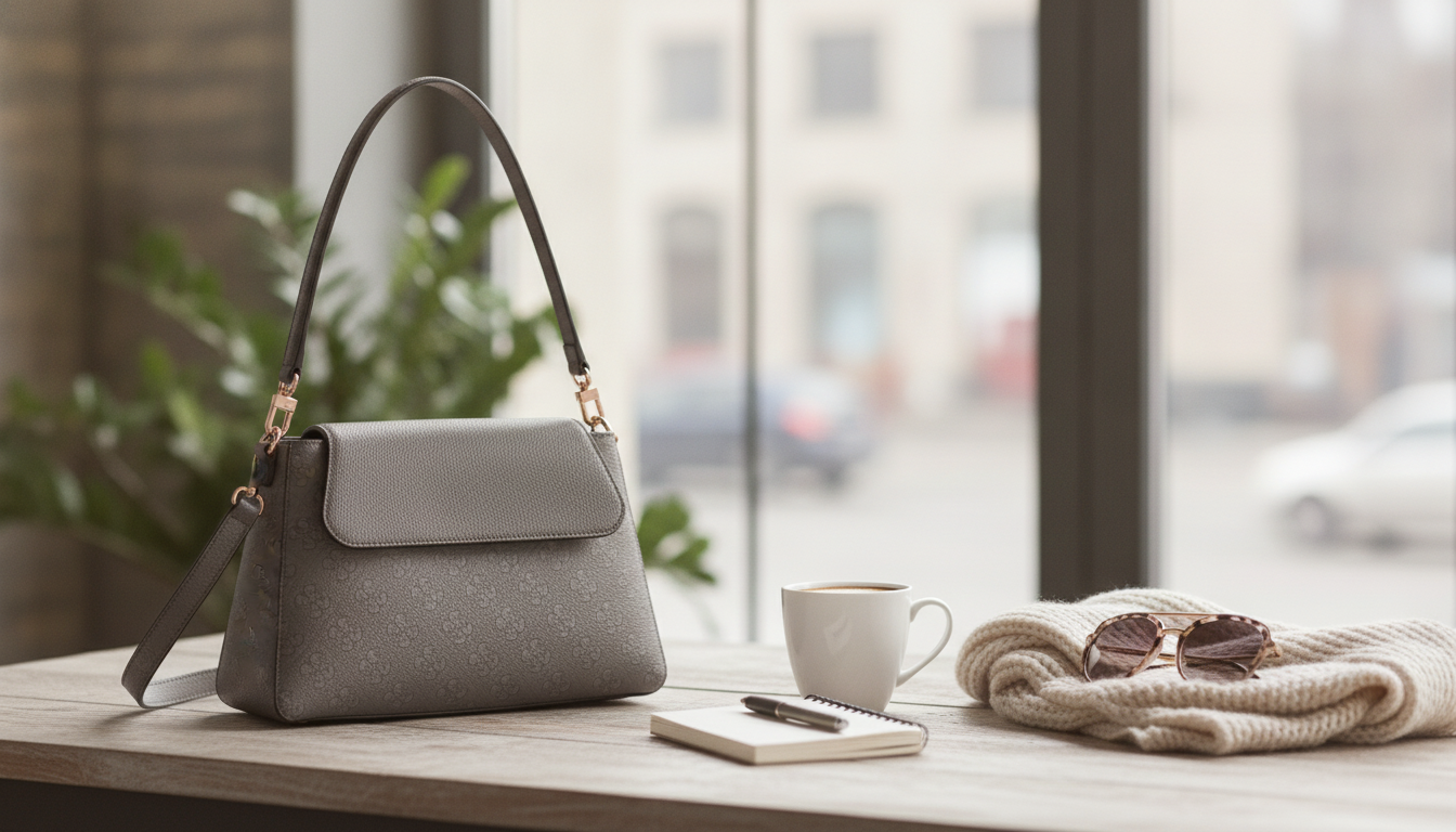 Guess Women’s Grey Shoulder Bag: Chic Daily Essential