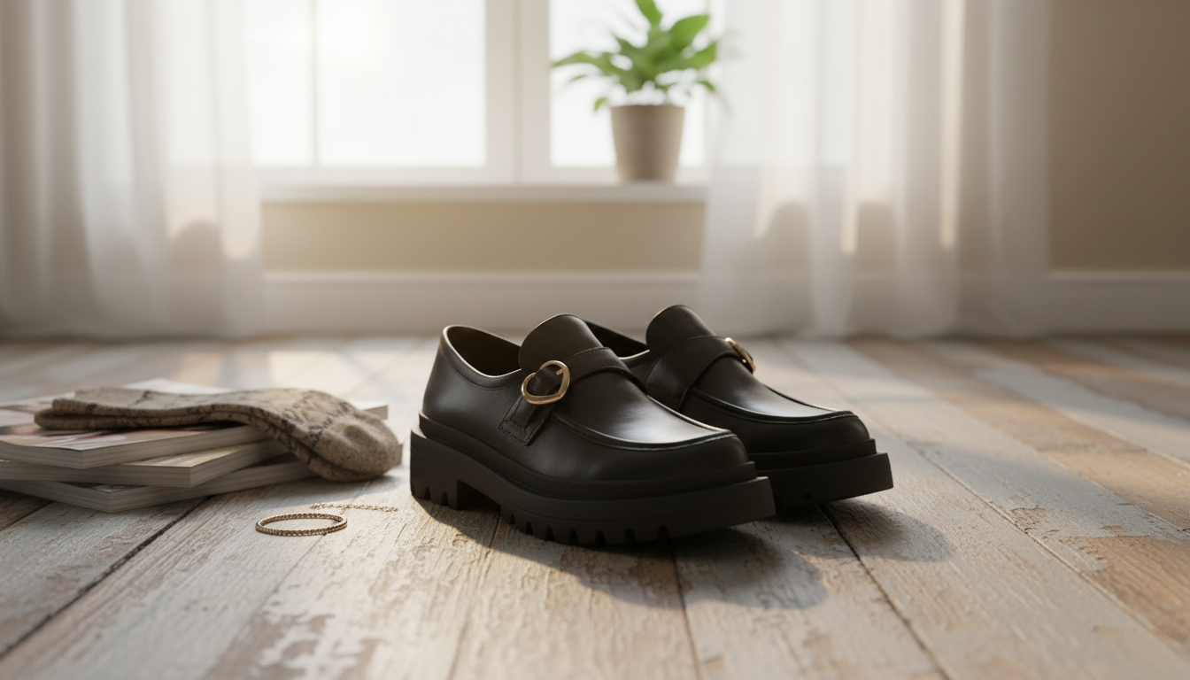 Love Moschino Black Leather-Lined Moccasins: Fall/Winter