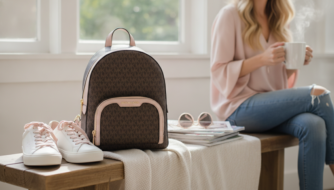 MK Jaycee Zip Pocket Backpack: Powder Blush Styling Guide