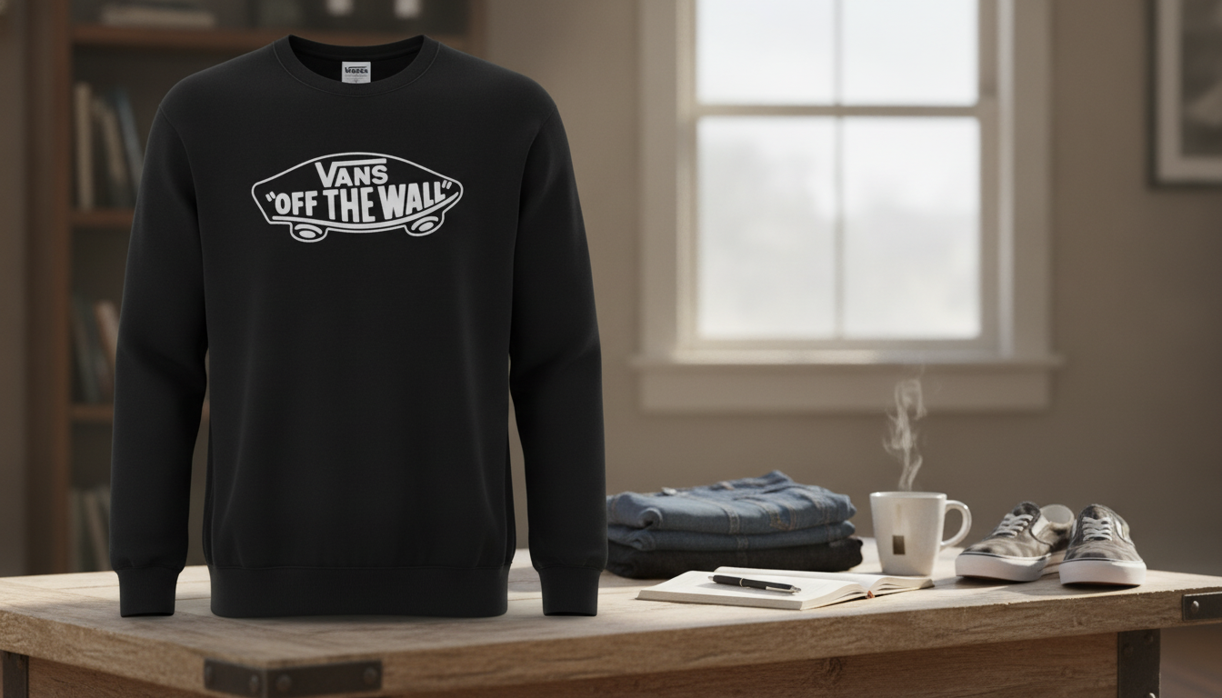 Vans Logo Sweatshirt in Black: Fit, Fabric, Style